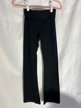 NWOT Womens HARD TAIL Black* Fold-Over Flare Yoga Pants 31”
